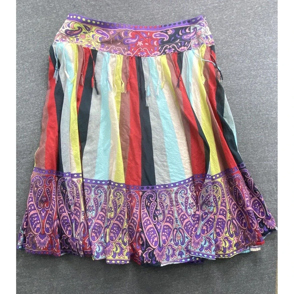 J Peterman Skirt Womens 16 Striped Cottagecore Fairy Boho Festival Paisley Beach